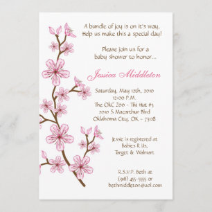 5x7 Pink Cherry Blossom Baby Shower Invitation
