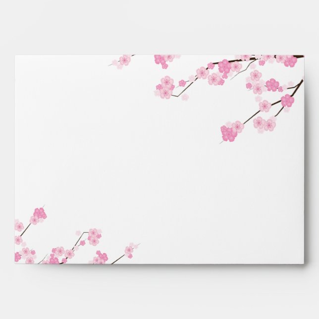 5x7 Pink Cherry Blossom Branch Envelopes (Front)