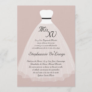 5x7 Pink Dress Quinceanera Birthday Invitation