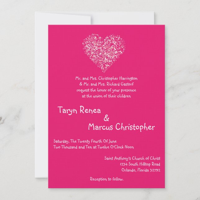 5x7 Pink Floral Petals Flower Wedding Invitation (Front)