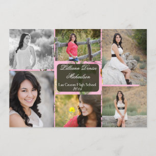 5x7 Pink Hunters Camo Camoufla Senior Announcement