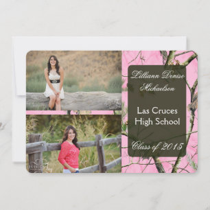 5x7 Pink Hunters Camo Camoufla Senior Announcement