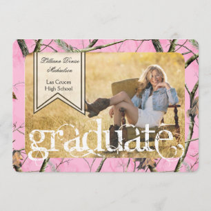 5x7 Pink Hunters Camo Camoufla Senior Announcement