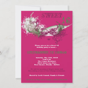 5x7 Pink Masquerade Sweet 16 Birthday Invitation