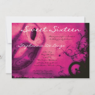 5x7 Pink Masquerade Sweet 16 Birthday Invitation