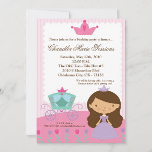 5x7 Princess Girl Carria Birthday Party Invitation