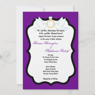 5x7 Purple Dove Diamond Wedding Invitation