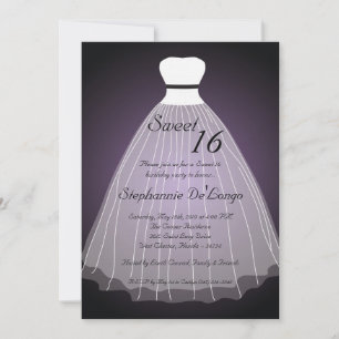 5x7 Purple Dress Sweet 16 Birthday Invitation