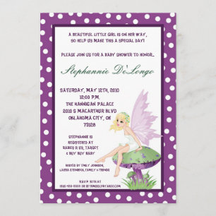 5x7 Purple Fairy Baby Shower Invitation