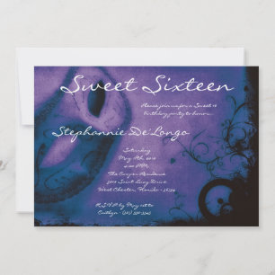 5x7 Purple Masquerade Sweet 16 Birthday Invitation