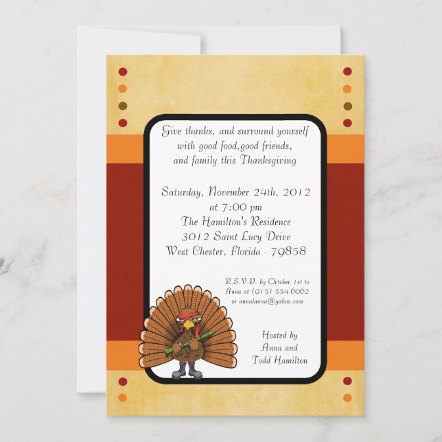 5x7 Rambo Turkey Thanksgiving Invitation (Front)
