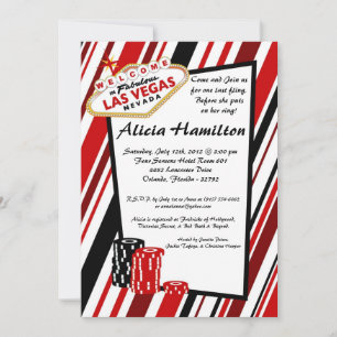 5x7 Red & Black Las Vegas Bachelorette Invitation