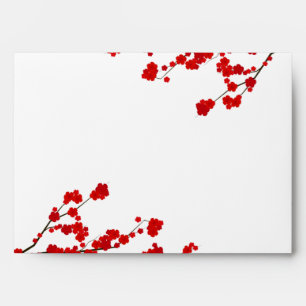 5x7 Red Cherry Blossom Branch Envelopes