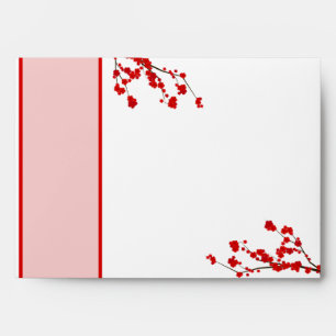5x7 Red Cherry Blossom with Bar Envelopes