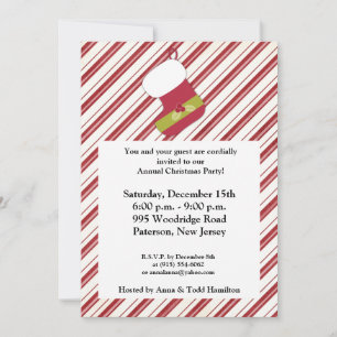 5x7 Red / Green Christmas Stocking Invitation