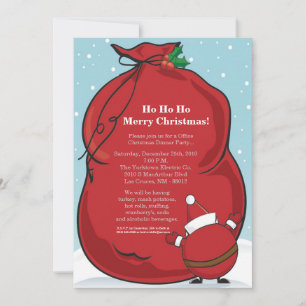 5x7 Red Santa's Bag Christmas Party Invitation