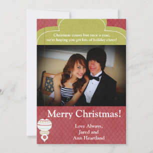 5x7 Red White Christmas Ornaments Invitation