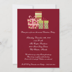5x7 Red XMAS Presents Christmas Party Invitation