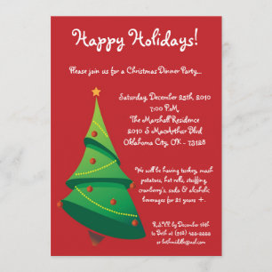 5x7 Red XMAS Tree Christmas Party Invitation