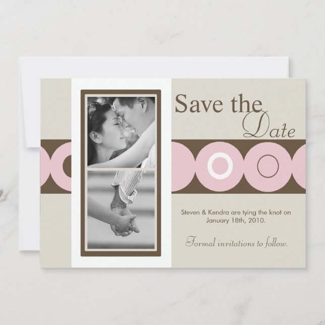 5x7 Retro Circle Photo Save the Date Announcement (Front)