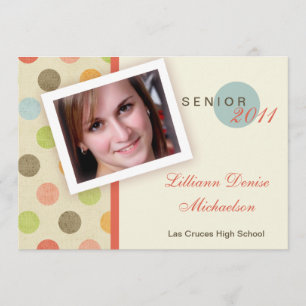 5x7 Retro Polka Dot Photo Senior Announcement