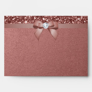 5x7 Rose Gold Glitter Diamond Bow Envelopes