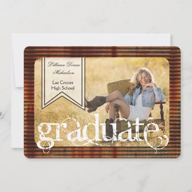5x7 Rusted Corregated Metal Senior Announcement (Front)