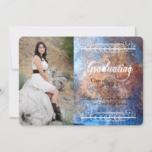 5x7 Rusted Metal Old Steel Gru Senior Announcement (Front)