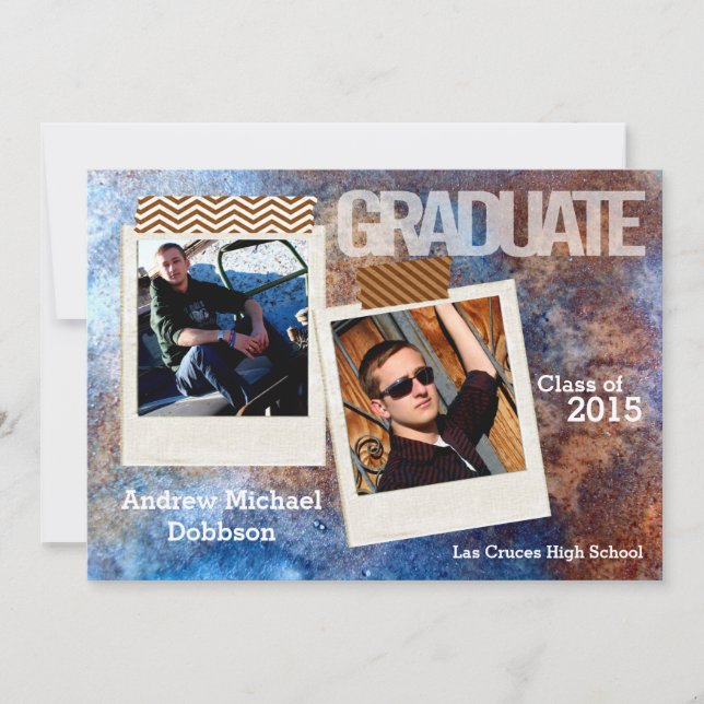 5x7 Rusted Metal Steel Grunge Senior Announcement (Front)