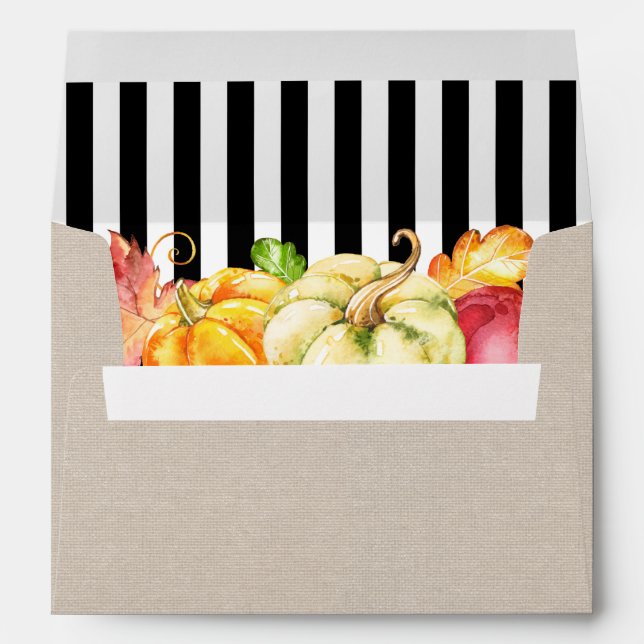 5x7 Rustic Shabby Burlap Autumn Leaves Pumpkin Envelope (Back (Bottom))