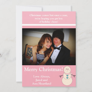 5x7 Rustic Snowman with Pink Scarf Invitation
