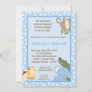 5x7 Safari Jungle ZooAnimal Baby Shower Invitation