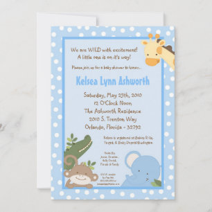 5x7 Safari Jungle ZooAnimal Baby Shower Invitation