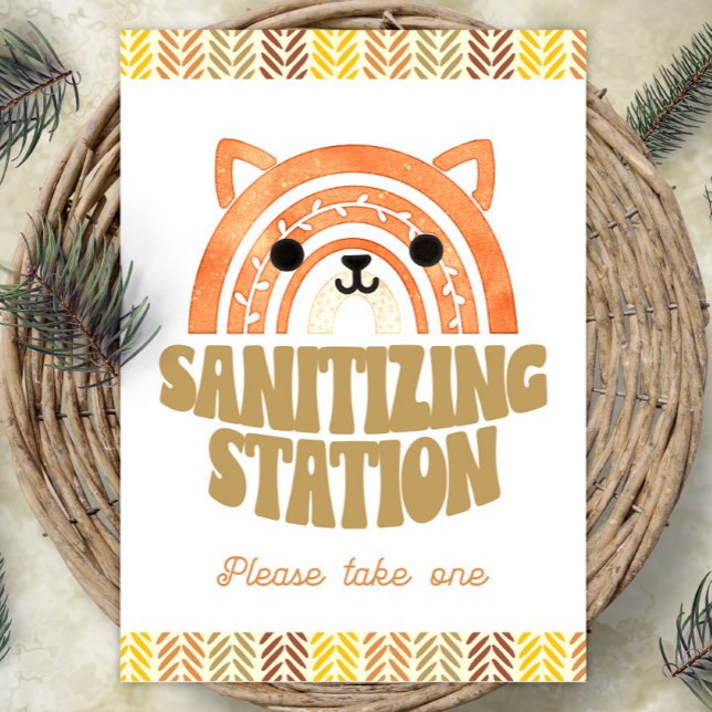 5x7 Sanitizer Station Boho Woodland Fox Birthday Poster (Creator Uploaded)