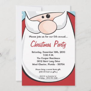 5x7 Santa Clause Beard XMAS Christmas Invitation