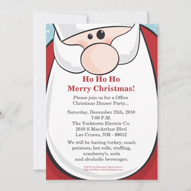 5x7 Santa Clause Christmas Party Invitation (Front)