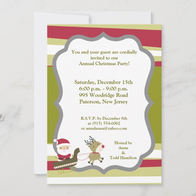 5x7 Santas Coming to Town Invitation (Front)