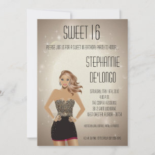 5x7 Sassy Blonde Girl Sweet 16 Birthday Invitation