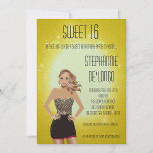 5x7 Sassy Blonde Girl Sweet 16 Birthday Invitation