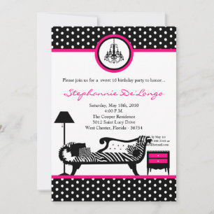 5x7 Sassy Furniture Sweet 16 Birthday Invitation