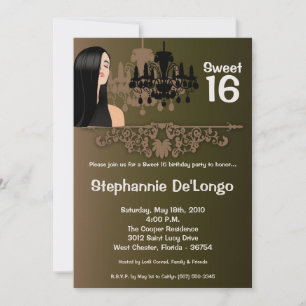 5x7 Sassy Girl Sweet 16 Birthday Invitation