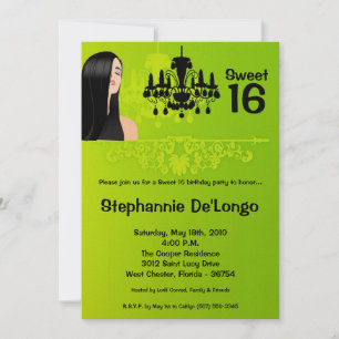 5x7 Sassy Girl Sweet 16 Birthday Invitation