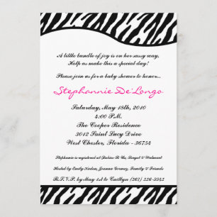 5x7 Sassy Zebra Print Baby Shower Invitation