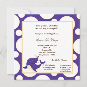 5x7 Seal Pok-a-Dot Birthday Party Invite