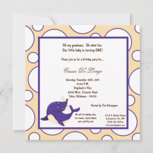 5x7 Seal Pok-a-Dot Birthday Party Invite
