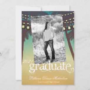 5x7 Senior Announcement Beach Sunset Palm Tree Str