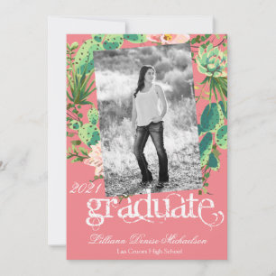 5x7 Senior Announcement Bohemian Cactus Succulents