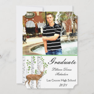 5x7 Senior Announcement Deer Doe Buck Woodland Hun