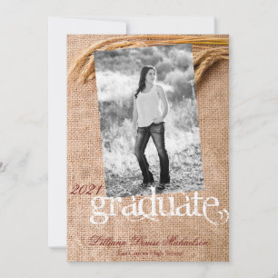 5x7 Senior Announcement Wheat on Burlap Sack Count