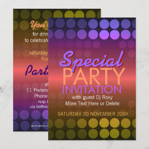 5x7 Shiny Disco Dots Special Party Invitation